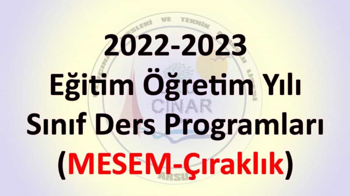 2022-2023 MESEM-Çıraklık Sınıf ders programları (9 ve 10. sınıflar)